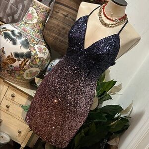 Lulu's Black and Pink Sequin Mini Dress